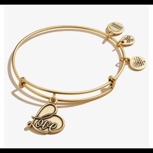 Alex and Ani LOVE charm bangle in rafaelian gold